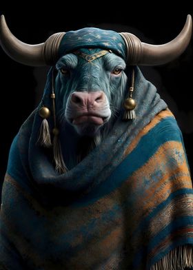 bull wearing schall 