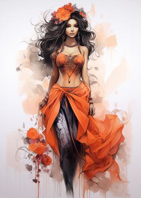 Gypsy Girl in Orange