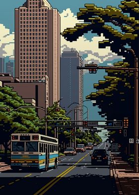 Houston City Pixel Art