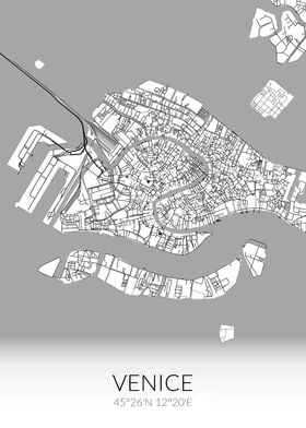 Venice City Map White