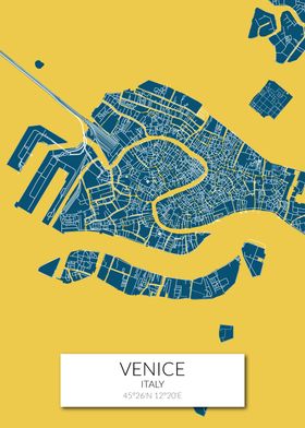 Venice Map Blue Yellow