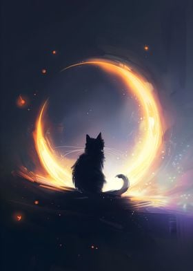 Cat and Moon