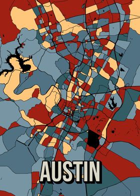 Austin Earthtone City Map