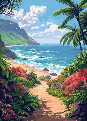 Hawaii Retro Pixel Art