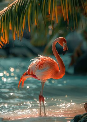 Flamingo with palm 