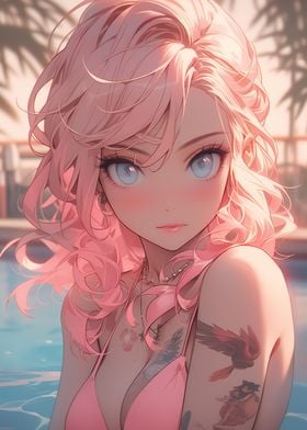 Anime Poolside Beauty