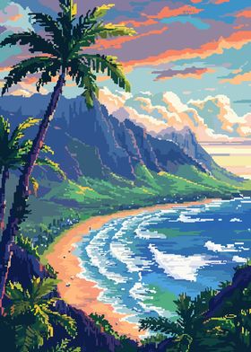 Hawaii Retro Pixel Art
