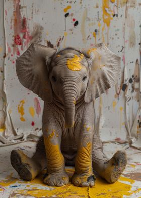 Baby Elephant Paint Splash