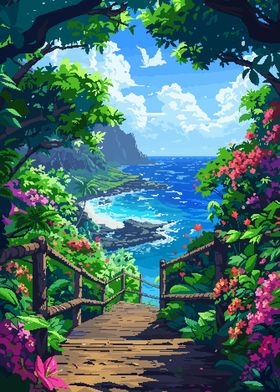 Hawaii Nature Pixel Art