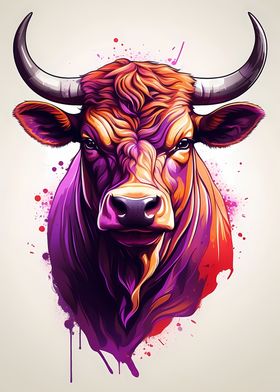 Vivid Bull Portrait