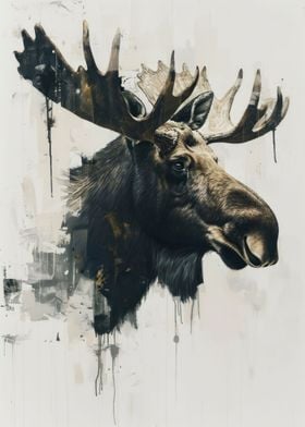 Moose Watercolor Painting