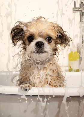 Doggie in the bath Pet