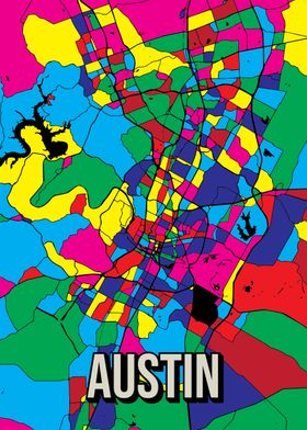 Austin Colorful City Map