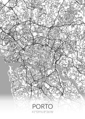 Porto City Map White