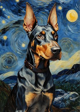 Doberman Starry Night