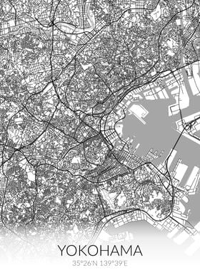 Yokohama City Map White