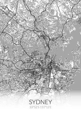 Sydney City Map White