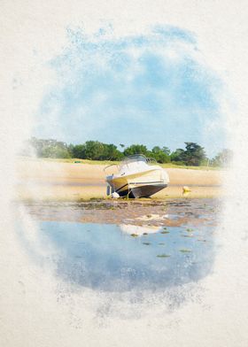 boat laying on the beach