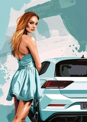 Volkswagen Golf and girl