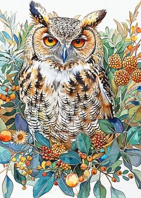 Realistic Watercolor Owl