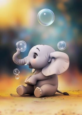 Elephant blowing bubbles