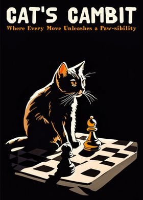 Cats Gambit Chess Poster