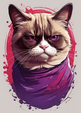 Grumpy Vivid Cat Portrait