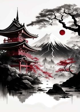 Japan Landscape Watercolor