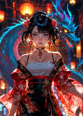 Cute Chinese Girl Dragon