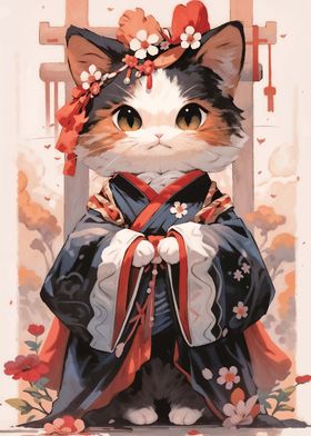 Cat Kimono Japan Kawaii