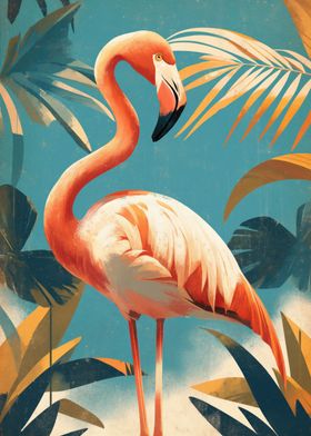 Vintage Art Deco Flamingo