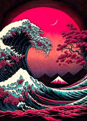 Cyberpunk Great Wave Japan