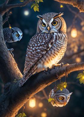 Wise owl perched