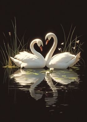 Romantic Swans Heart