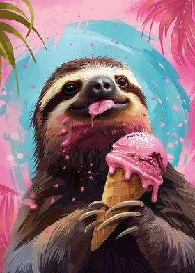 Sloth Eating Ice Cream