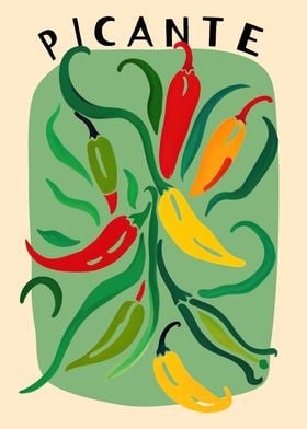 Picante Peppers Poster