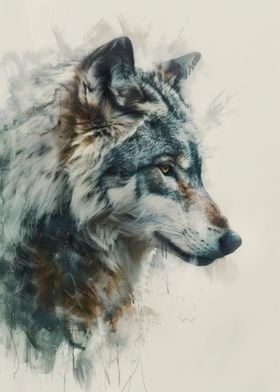 Wolf Watercolor Painting 