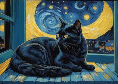 Cat in Van Gogh Style 