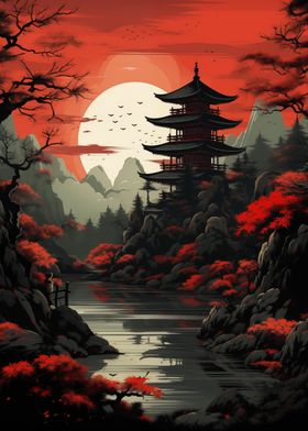 Red Japan Art