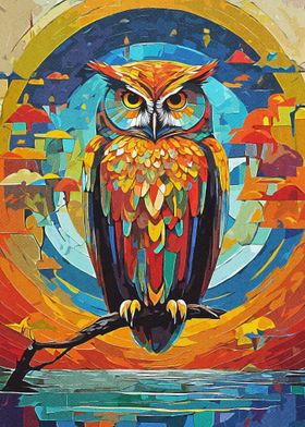 Owl Abstract Colorful 