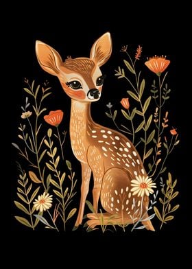 Cottagecore Floral Deer