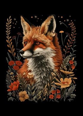 Cottagecore Fox Floral