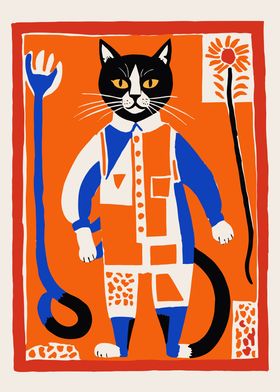 Farmer Cat Folk Poster