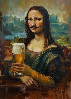 Mona Lisa Beer Mustache