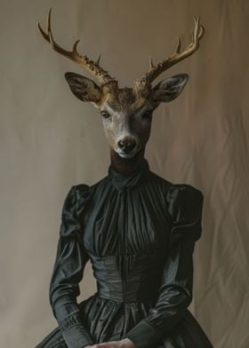 Deer With Vintage Dress