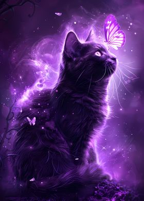 Magic cat with butterfly