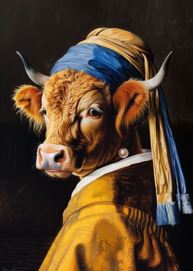 Highland Cow Pearl Earring