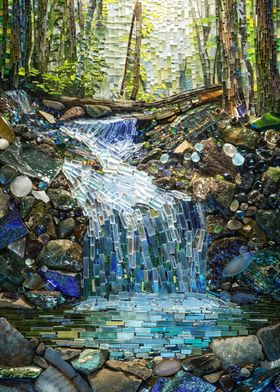 Woodland Waterfall Mosaic