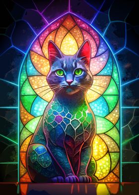Neon Cat Stained Glass
