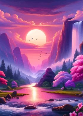 Purple Nature Scape Sunset